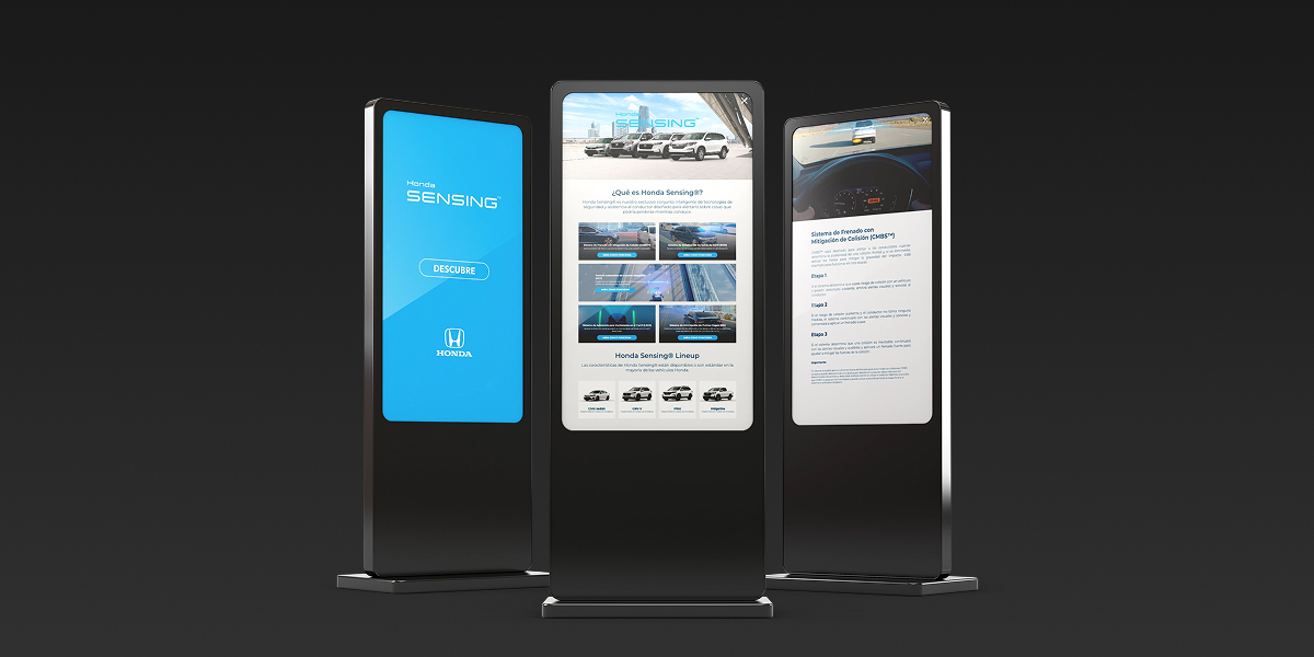 Honda Sensing kiosk interface displaying safety technology features
