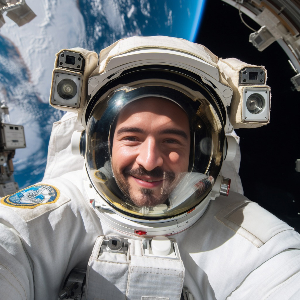 Portrait of Cristian Morales as an astronaut character